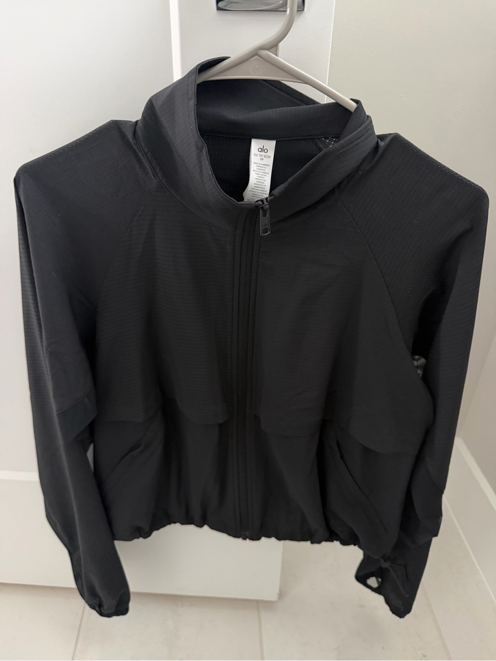 ALO Yoga Black Lightweight Zip-Front Jacket